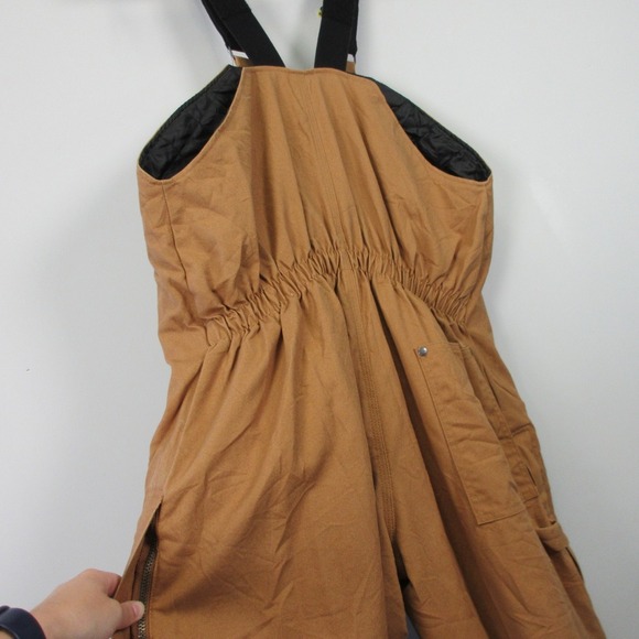 Craftsman Insulated Bib Overalls Men L Brown 100% Cotton Lined Work Utility 1580 - Picture 9 of 12